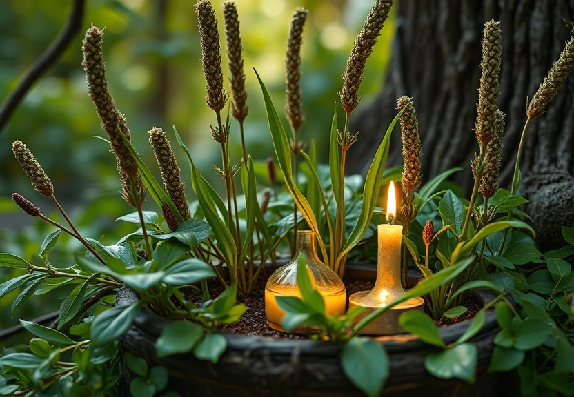 Representação visual: Proteção espiritual com ervas e elementos da natureza